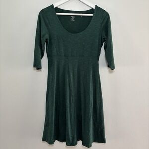 Toad&Co Neha Babydoll Organic Cotton Dress Small Green Granola Girl Fit N Flare